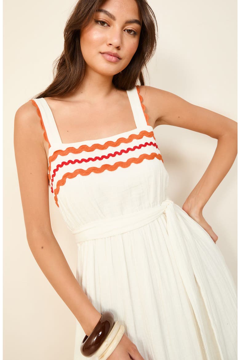 Rickrack Trim Maxi Sundress, Alternate, color, WHITE