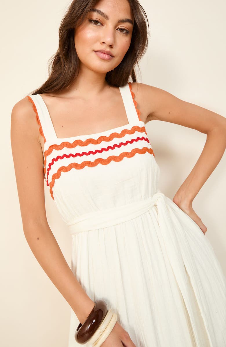 Friends Like These Rickrack Trim Maxi Sundress, Alternate, color, White
