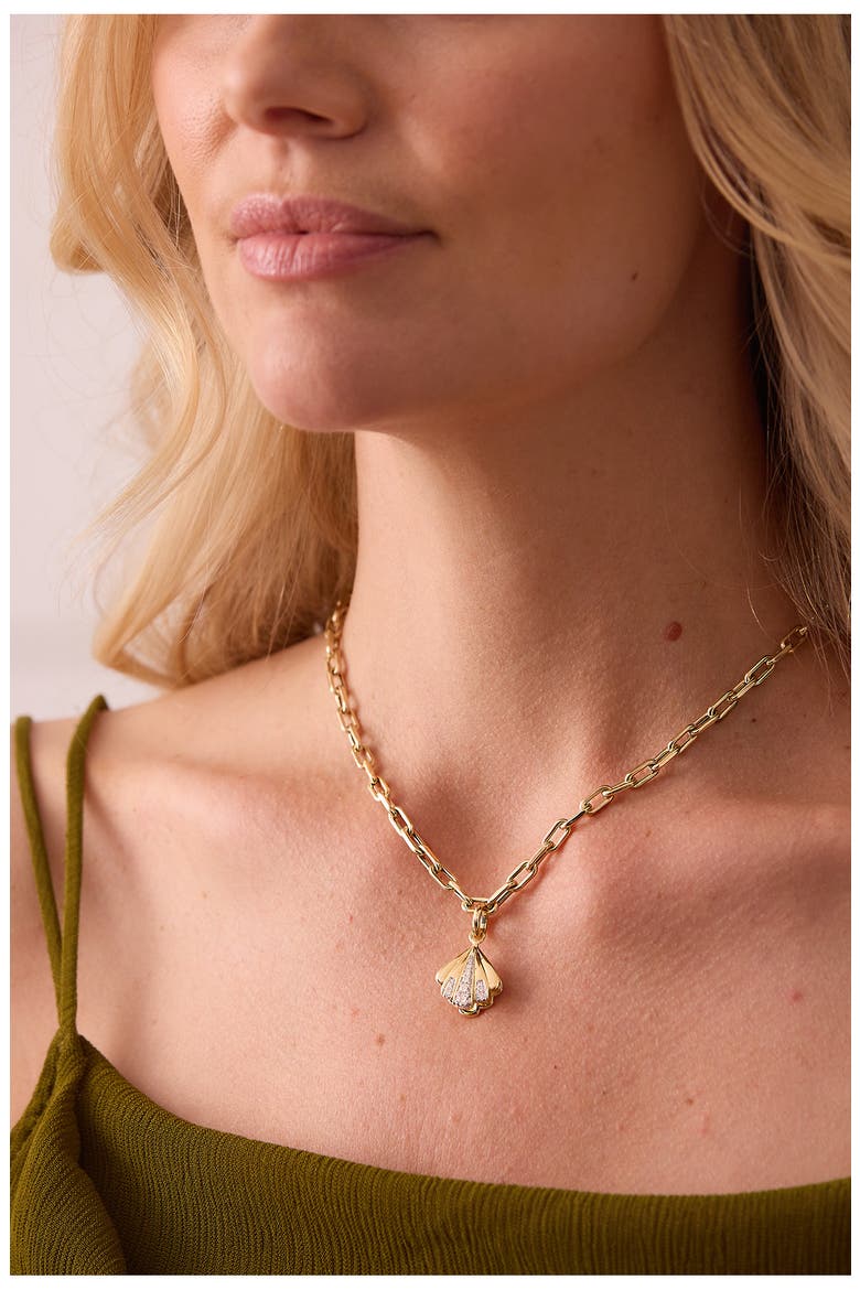Papua Diamond Sea Shell Charm, Alternate, color, YELLOW GOLD