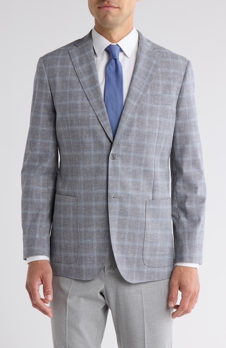 NORDSTROM RACK Check Notch Lapel Sport Coat, Main, color, Grey Royal Check