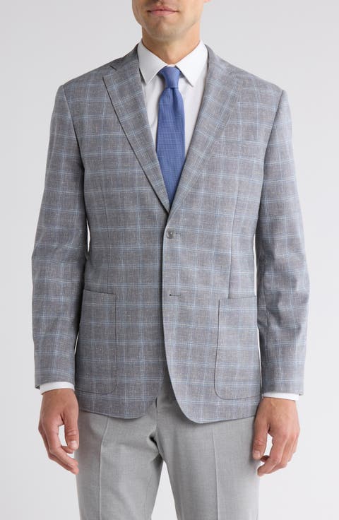 Check Notch Lapel Sport Coat (Regular, Short & Long)