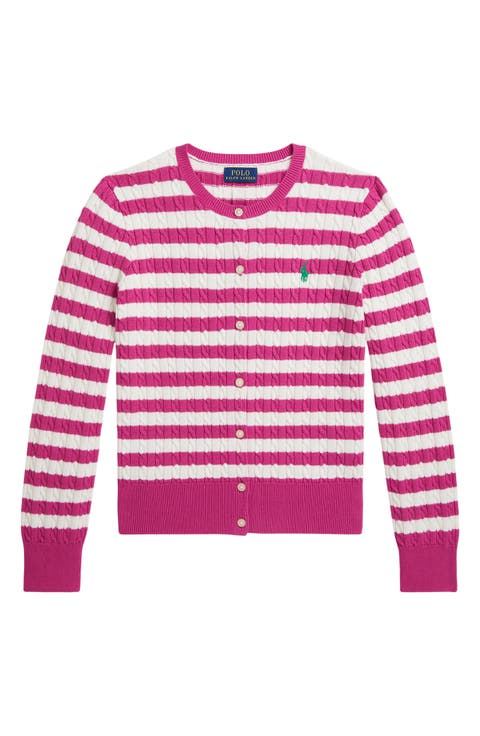 Kids' Stripe Cable Stitch Cardigan (Big Kid)