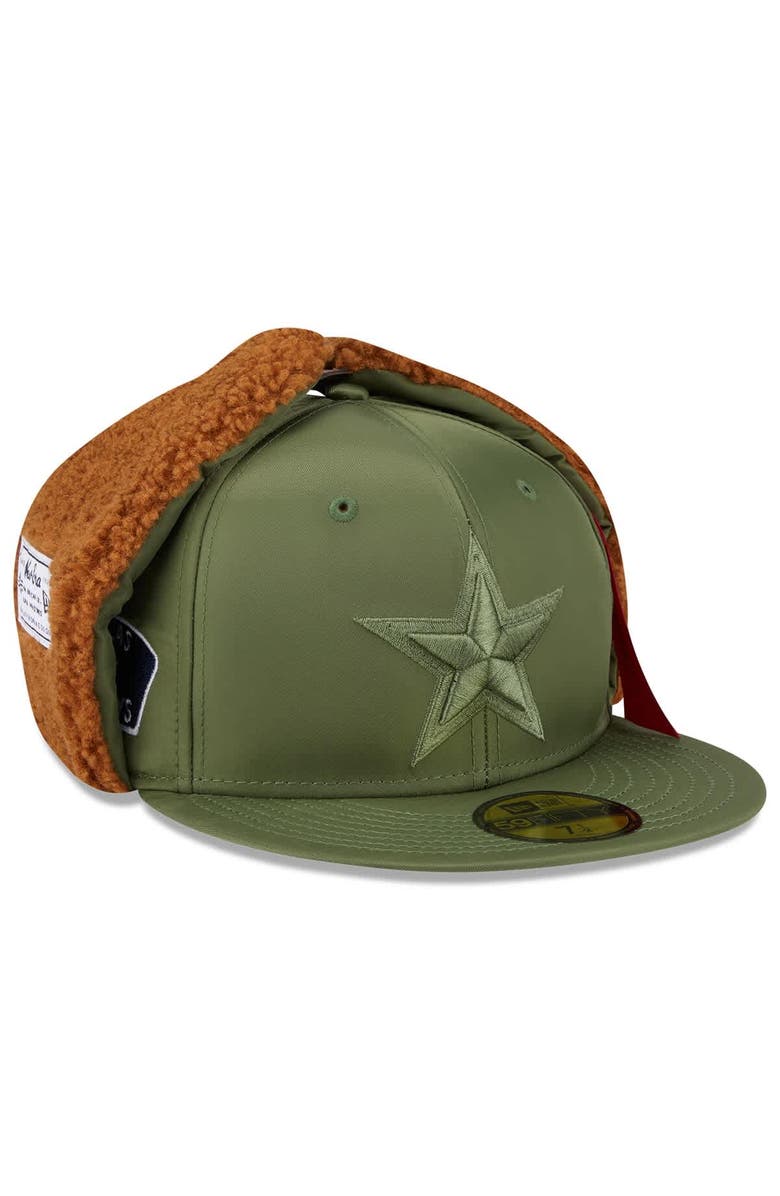 New Era x Alpha Industries Men's New Era x Alpha Industries  Olive Dallas Cowboys Dog Ears 59FIFTY Fitted Hat, Alternate, color, 