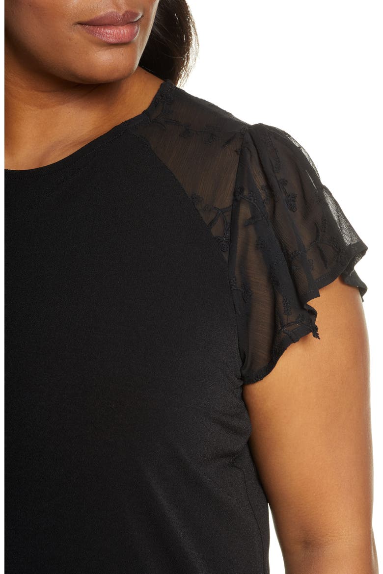 Flutter Sleeve Crepe Blouse, Alternate, color, RICH BLACK