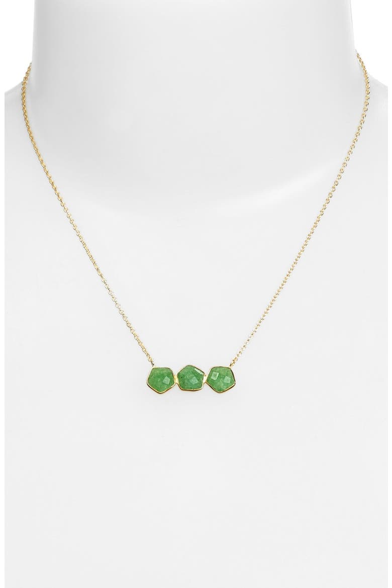 Argento Vivo Three Stone Frontal Necklace, Alternate, color, GOLD/ GREEN AVENTURINE