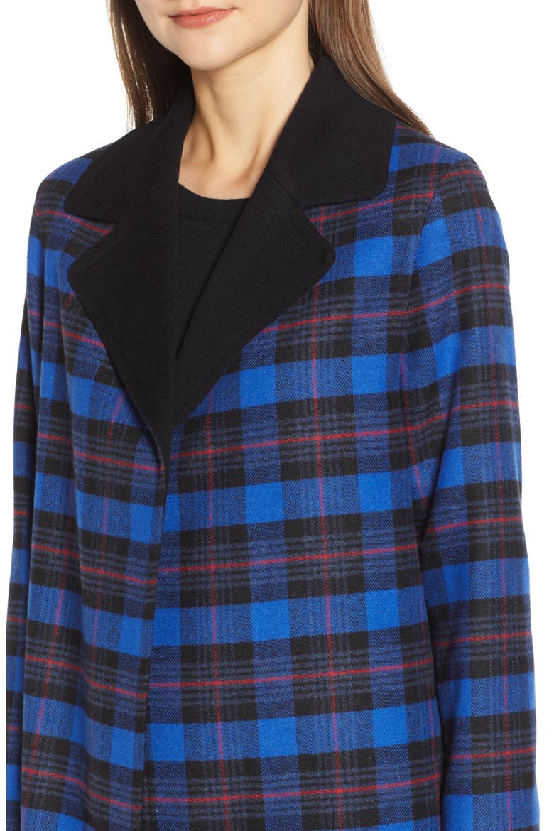 Ruth Plaid Contrast Collar Coat, Alternate, color, BLUE CHECK