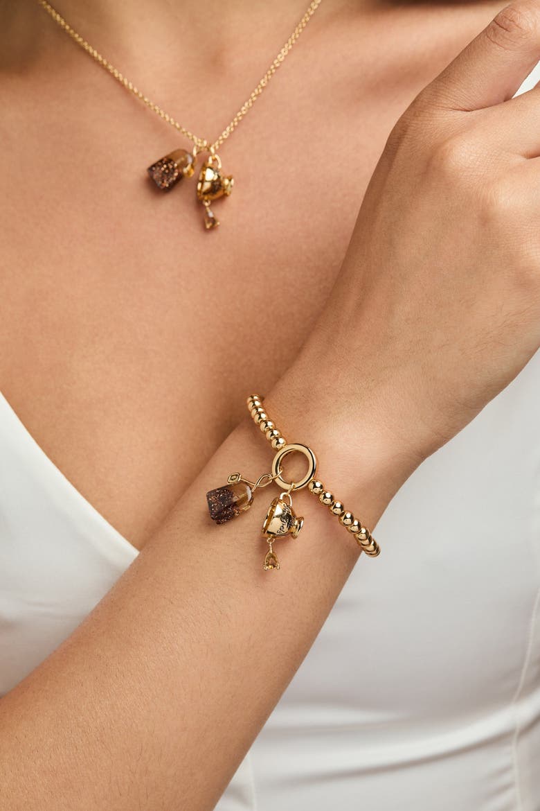 'Spill the Tea' Cup & Tea Bag Charm Pendant Necklace, Alternate, color, Gold
