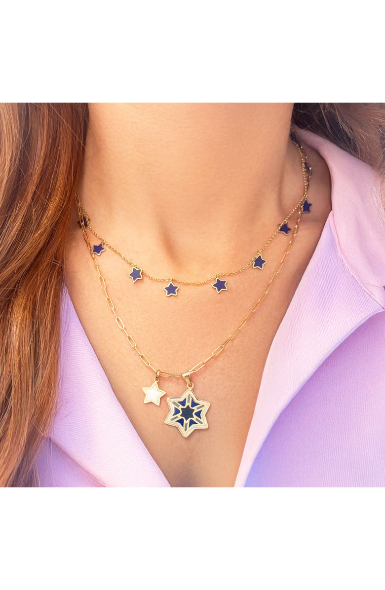 The Lovery Fine Jewelry Lapis Star Dangle Necklace, Alternate, color, Lapis