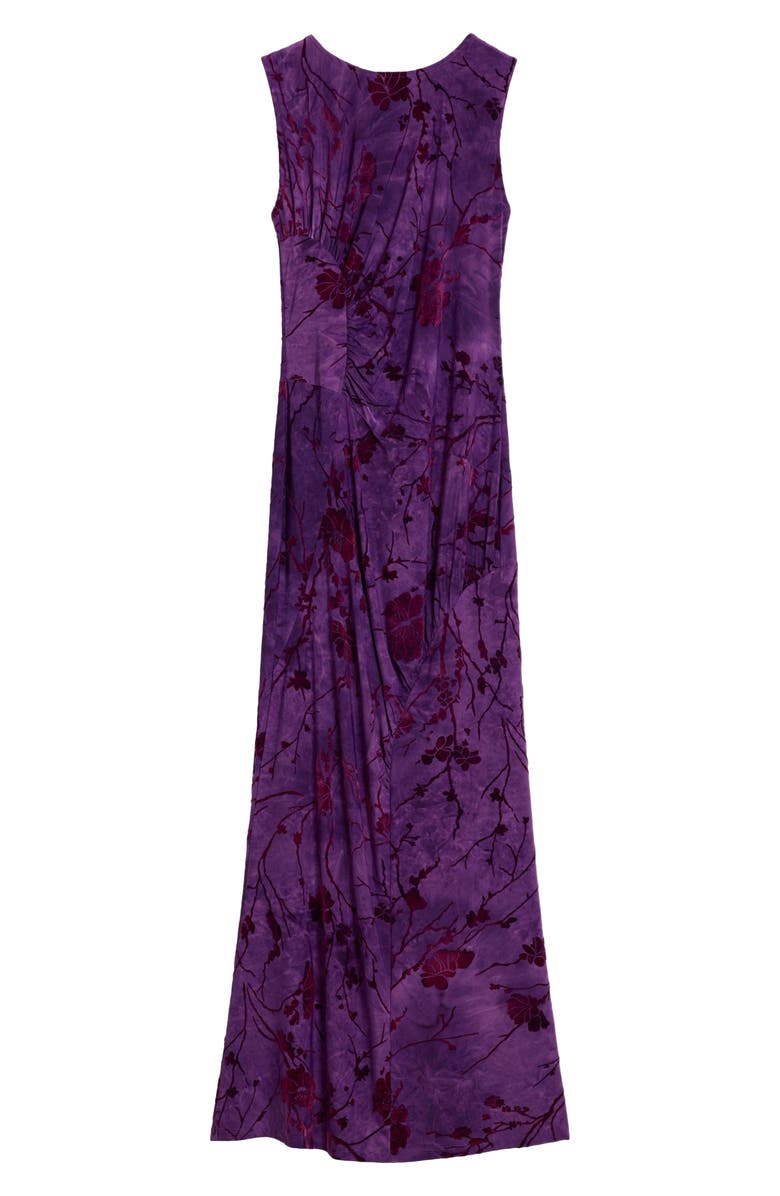 Desigual Floral Stretch Velvet Midi Dress, Alternate, color, Medium Purple