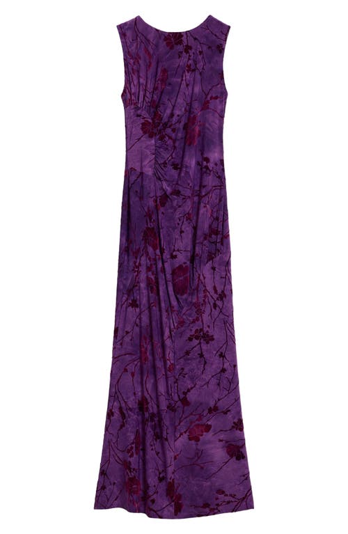 Desigual Floral Stretch Velvet Midi Dress In Purple