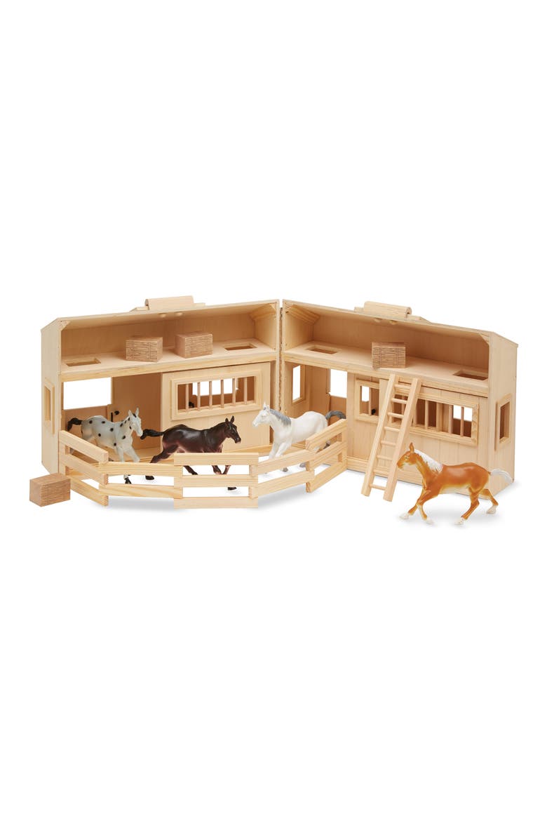 'Fold & Go' Mini Stable Play Set, Main, color, WOOD