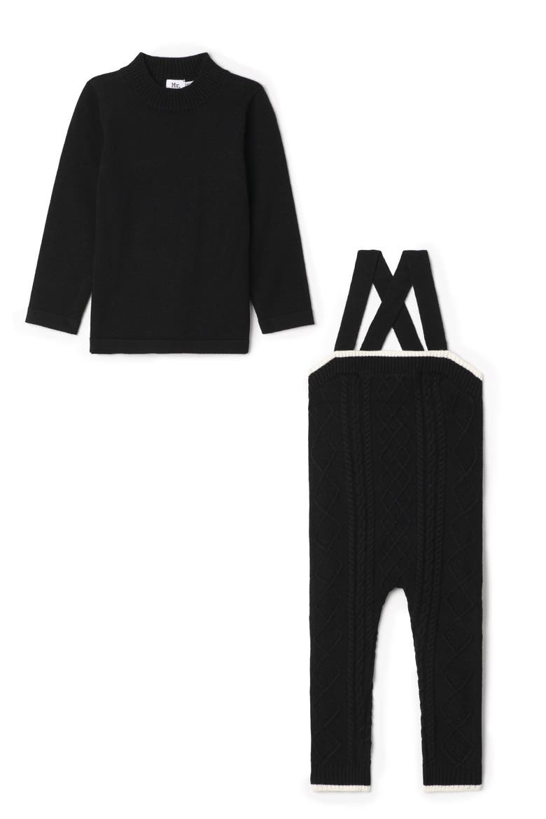 Cable Knit Overall Set, Main, color, Black