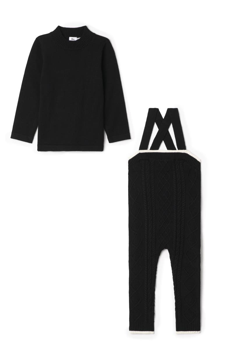 Mr. Mr. Cable Knit Overall Set, Main, color, Black