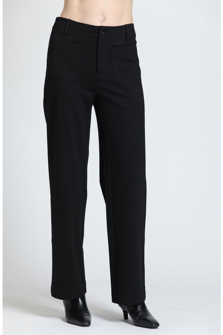 Patch Pocket Wide Leg Pants, Main, color, BLACK