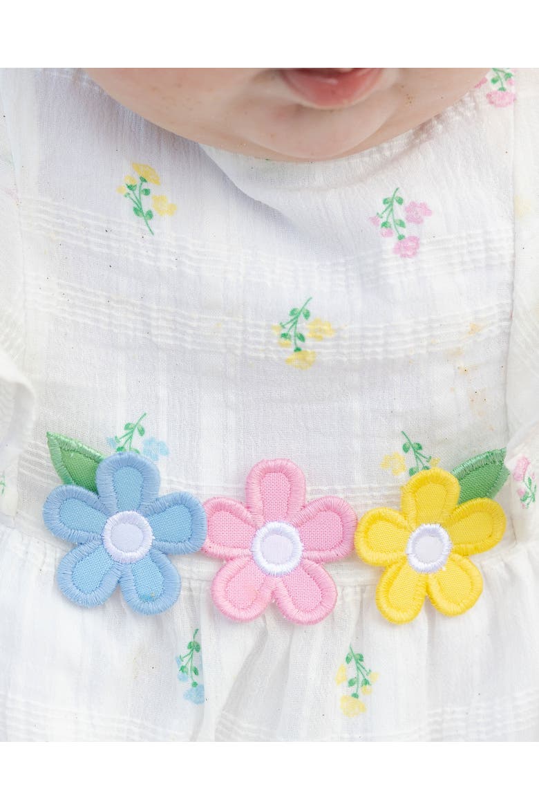Textured Lawn Floral Printed Dress With Flowers and Bloomer, Alternate, color, White / Multicolor