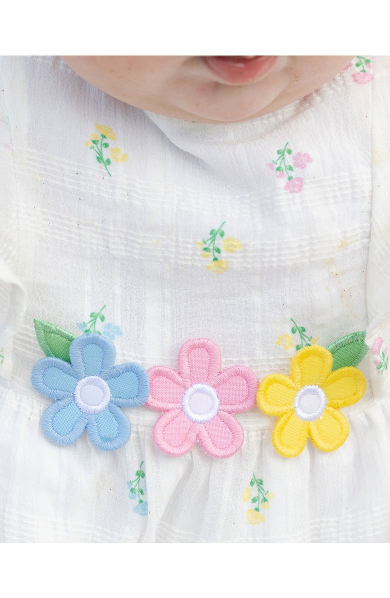 Florence Eiseman Textured Lawn Floral Printed Dress With Flowers and Bloomer, Alternate, color, White / Multicolor