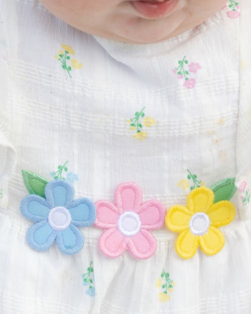 Florence Eiseman Textured Lawn Floral Printed Dress With Flowers And Bloomer In White/multicolor