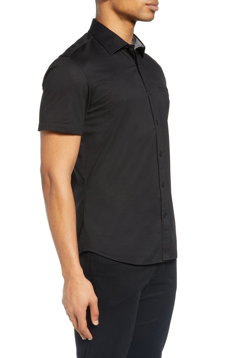 Vince Camuto Slim Fit Short Sleeve Piqué Button-Up Shirt, Alternate, color,