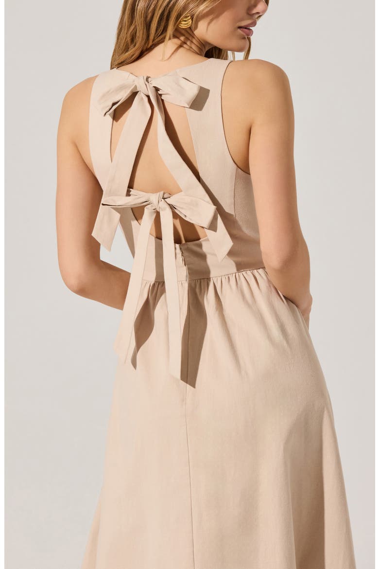 Bow Back A-Line Dress, Alternate, color, SAND