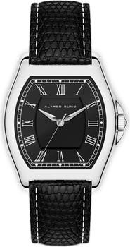 Alfred Sung Heritage Tonneau Leather Strap Watch, 27mm x 45mm