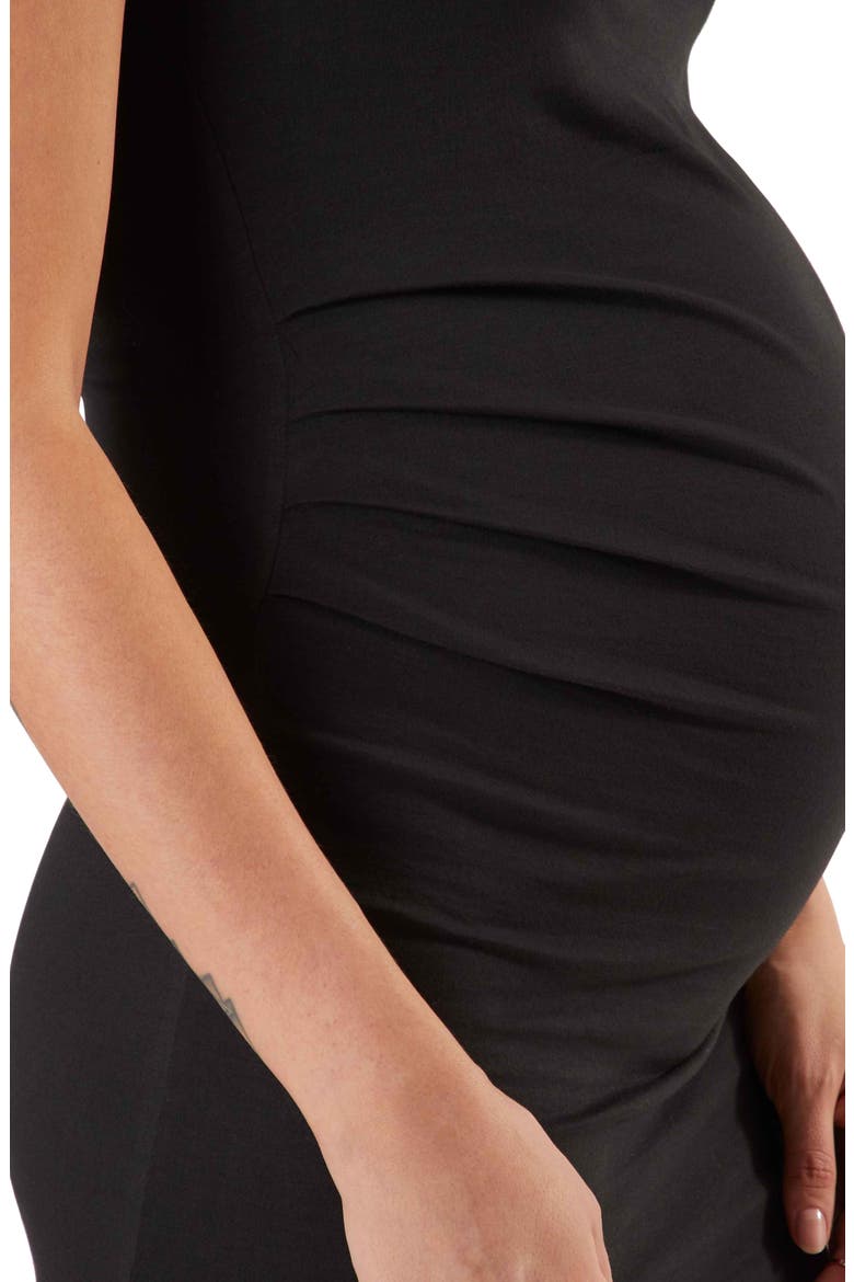 Ballet Ruched Maternity Dress, Alternate, color, BLACK