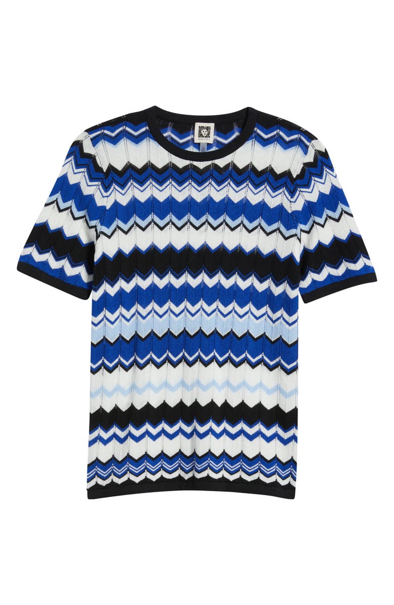 Anne Klein Chevron Stitch Cotton Blend Sweater, Alternate, color, 