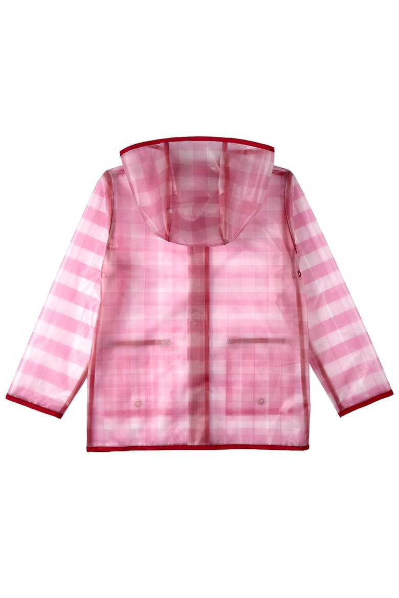 Kids Checkered Raincoat with Self-Storage Pouch, Alternate, color, Pink