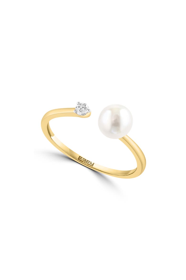 Akoya Pearl & Diamond Open Band Ring, Main, color, WHITE