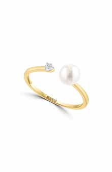Akoya Pearl & Diamond Open Band Ring