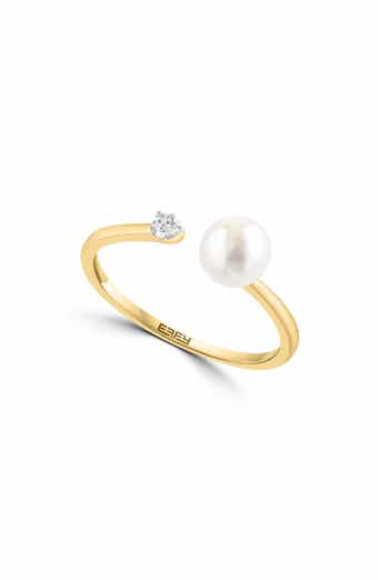 Akoya Pearl & Diamond Open Band Ring