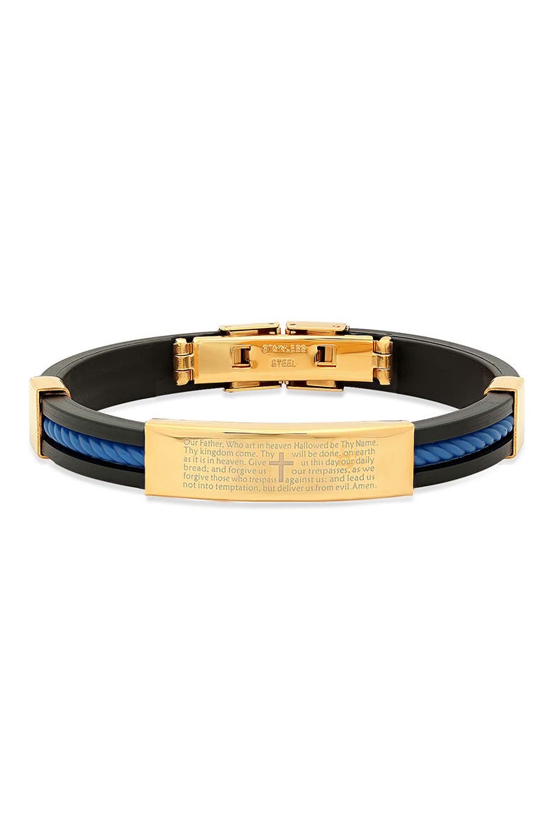 Men's Lord's Prayer 18k Gold Plated Bracelet, Main, color, GOLD/ BLUE