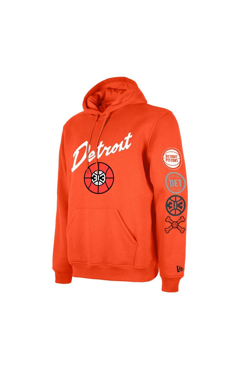 New Era Men's New Era Orange Detroit Pistons 2023/24 City Edition Pullover Hoodie, Alternate, color, 
