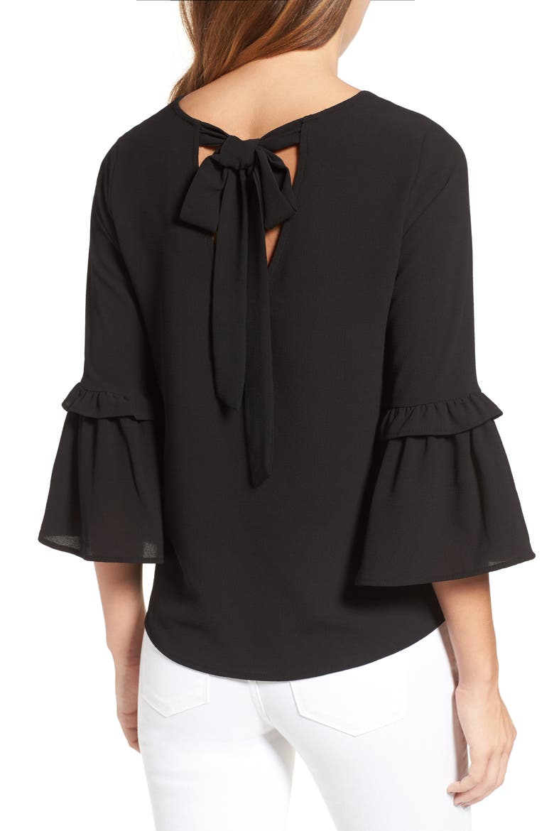 Gibson Ruffle Sleeve Top, Alternate, color, BLACK