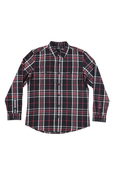 Plaid Flannel Button-Up Shirt