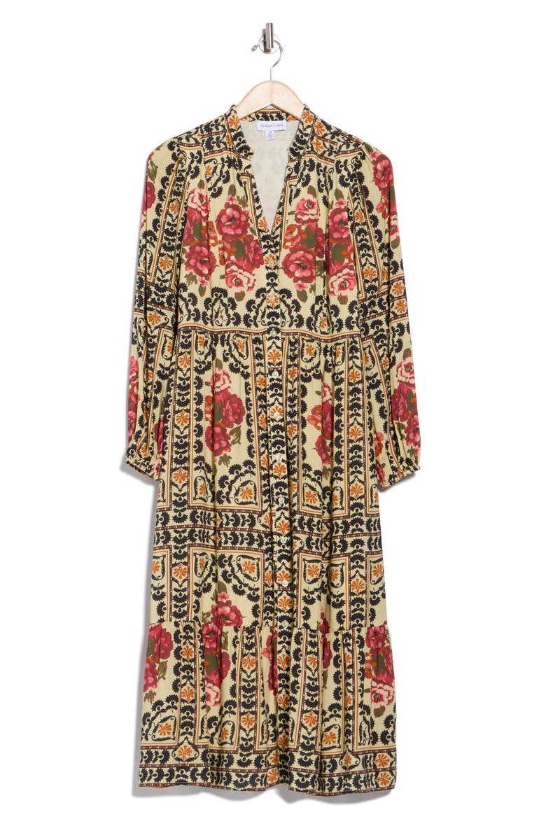 Long Sleeve Print Shirtdress, Alternate, color, SEPIA GARDEN