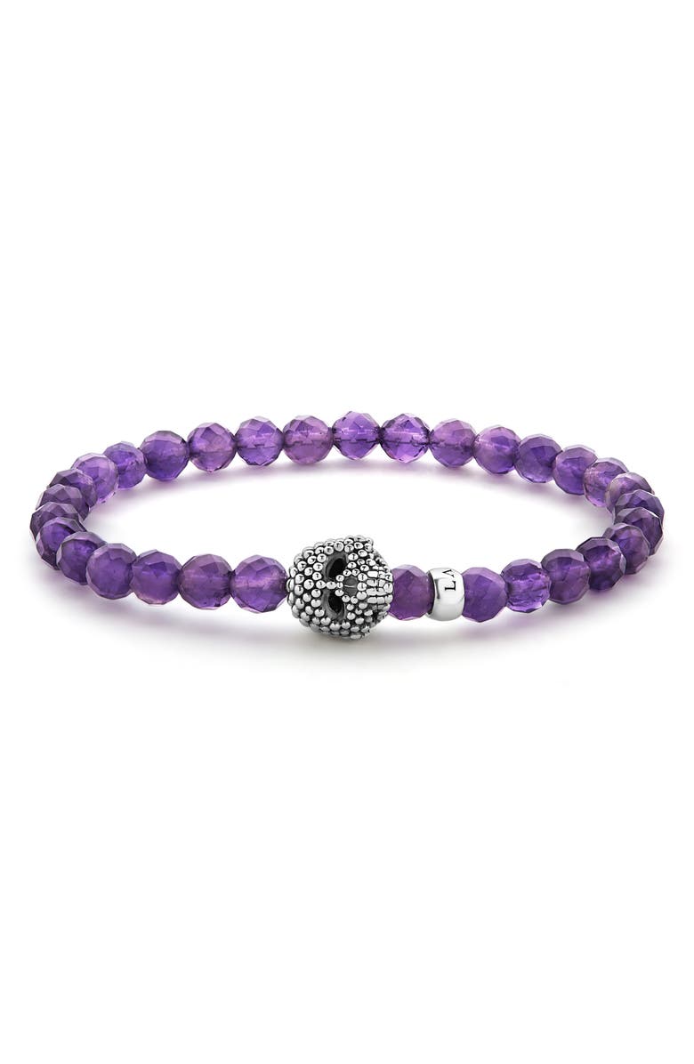 LAGOS Signature Caviar Skull Stone Stretch Bracelet, Alternate, color, Amethyst
