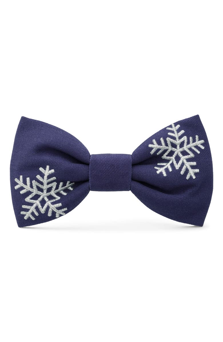 The Foggy Dog Festive Dog Bow Tie, Main, color, Snowflakes