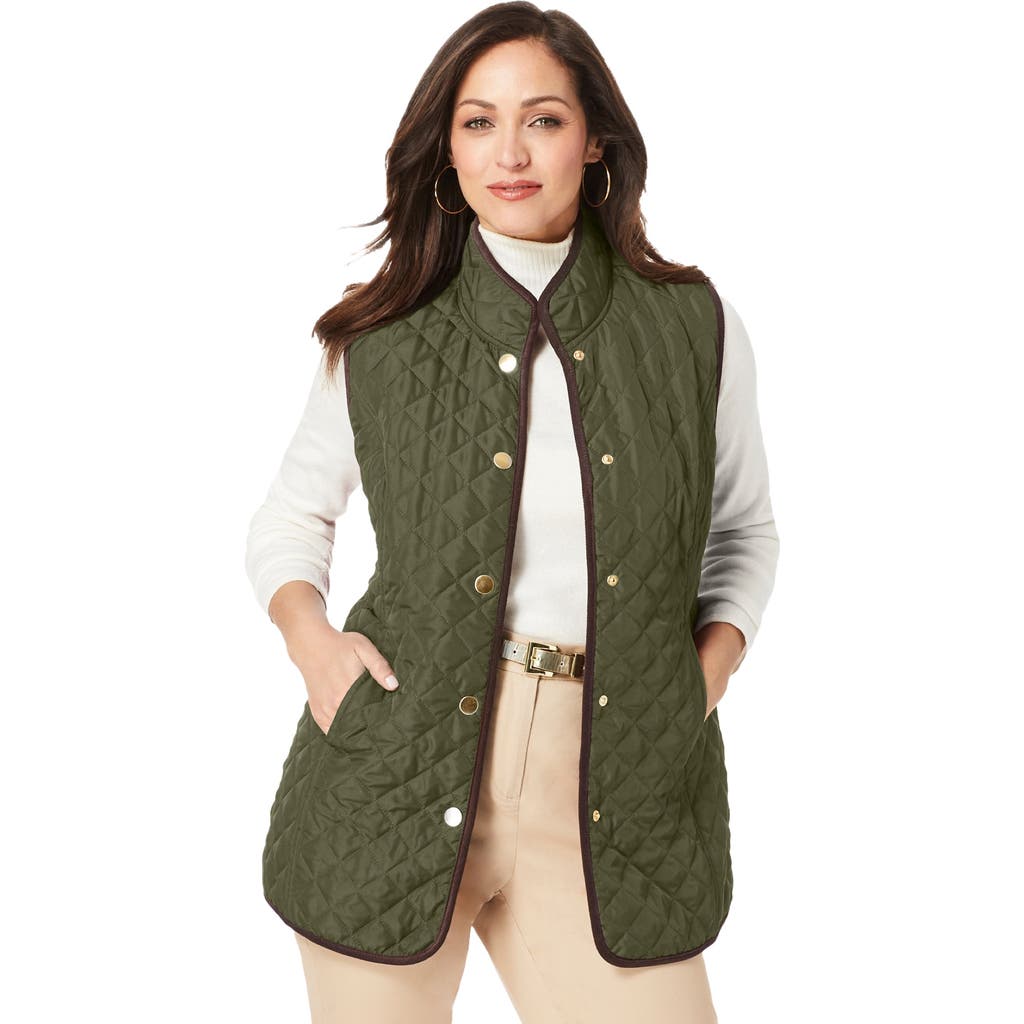 Jessica London Quilted Vest In Green