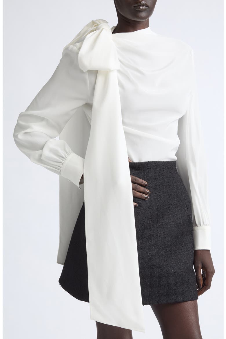 Silk Top with Shoulder Sash, Alternate, color, LIGHT IVORY