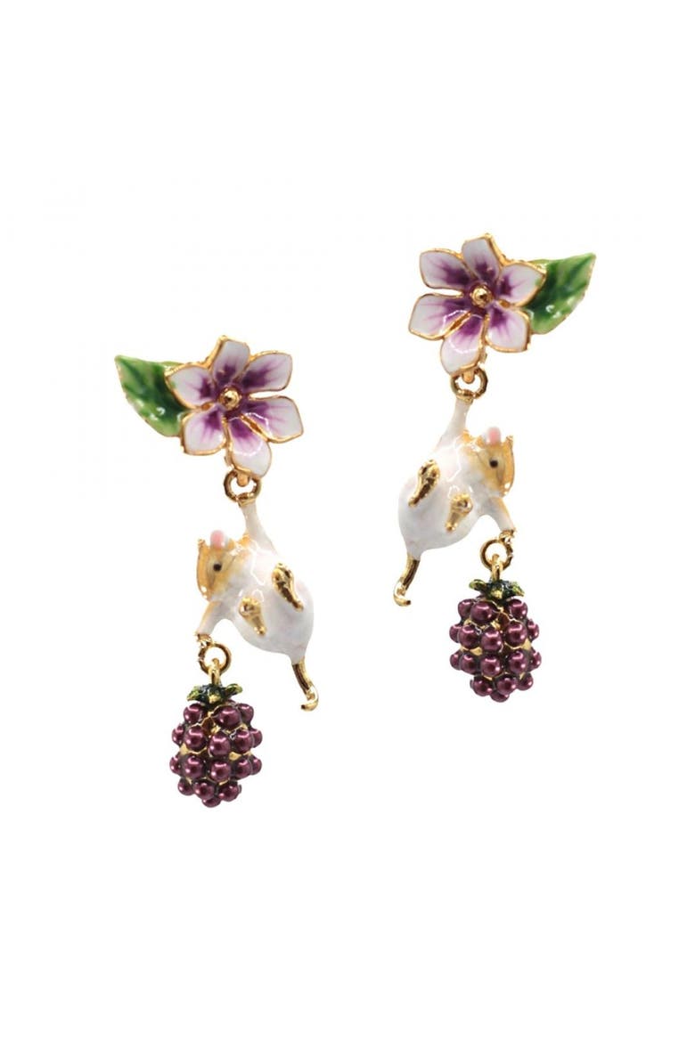 Blackberry & Mouse Drop Earrings, Main, color, Blackberry & Mouse