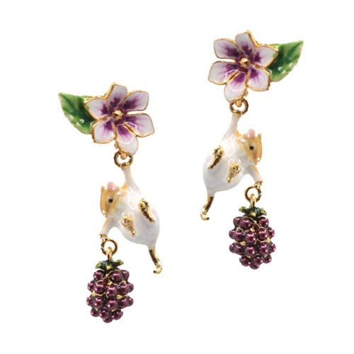 Bill Skinner Studio Blackberry & Mouse Drop Earrings In Gold