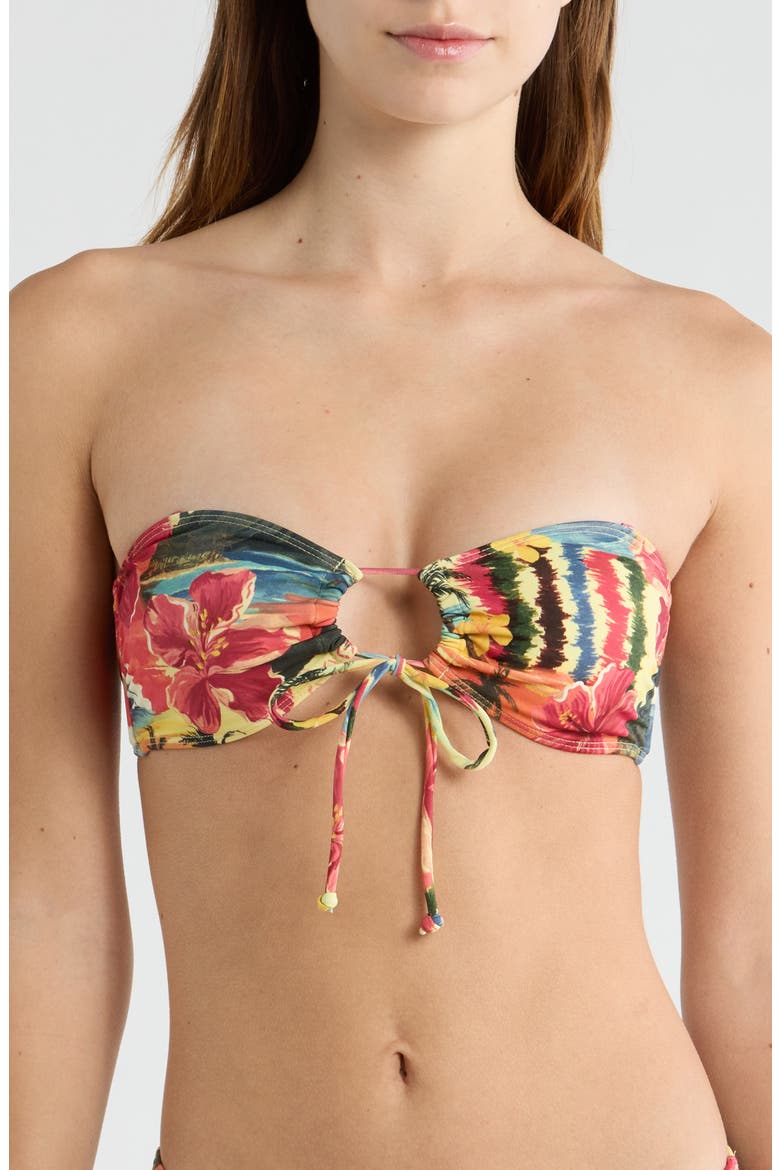Jalen Tropical Pirnt Bandeau Bikini Top, Main, color, YELLOW MULTI