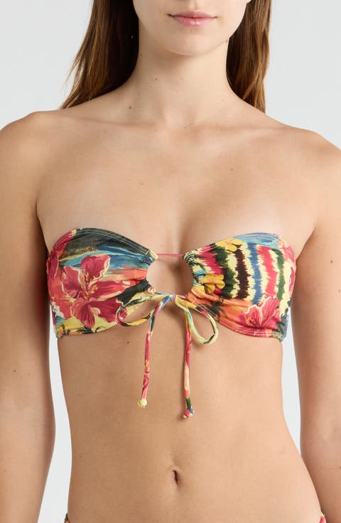 Jalen Tropical Pirnt Bandeau Bikini Top