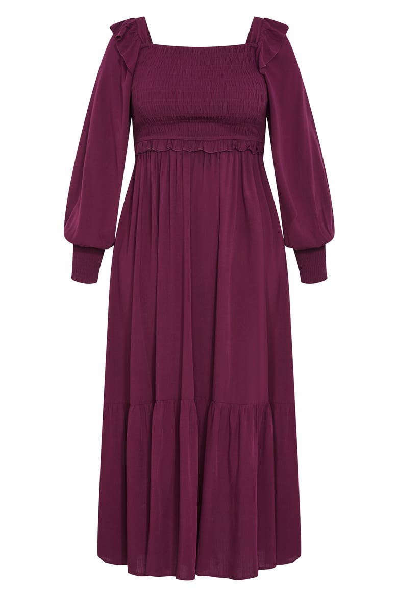 Saddie Long Sleeve Maxi Dress, Alternate, color, BORDEAUX