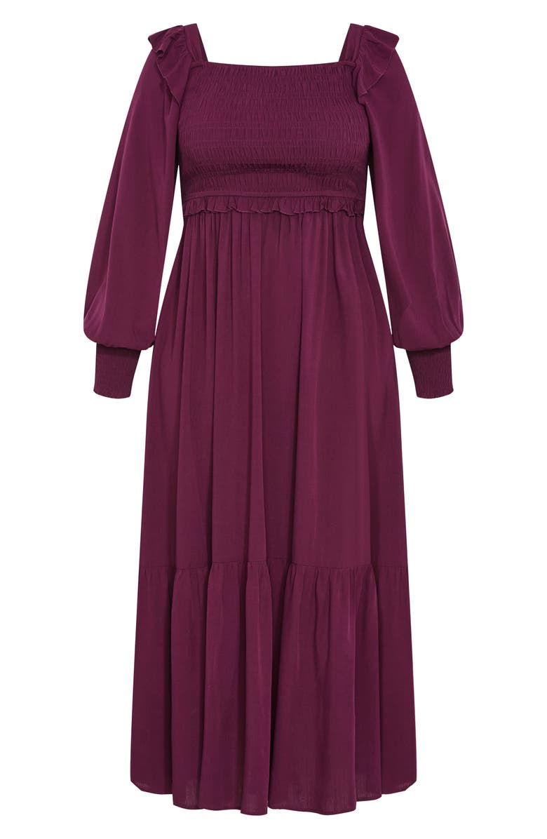 City Chic Saddie Long Sleeve Maxi Dress, Alternate, color, Bordeaux
