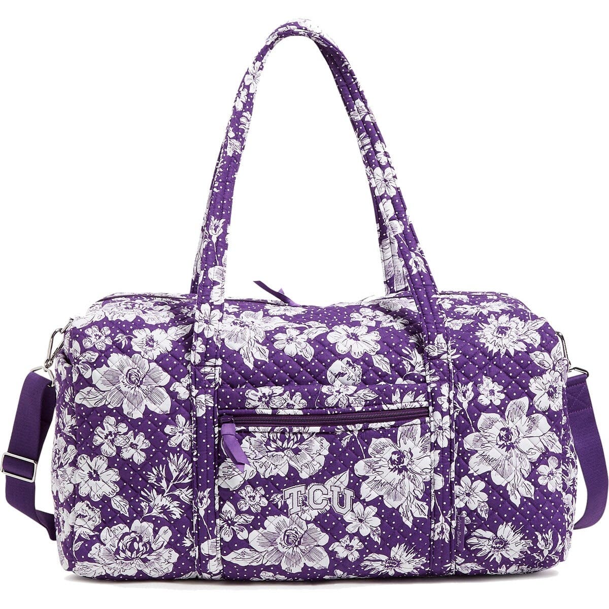 VERA BRADLEY TCU Horned Frogs Rain Garden Large Travel Duffel Bag, Main, color, 