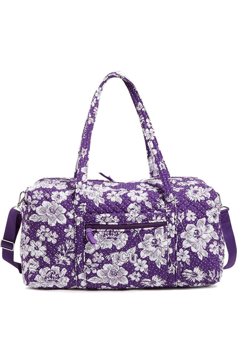 VERA BRADLEY TCU Horned Frogs Rain Garden Large Travel Duffel Bag, Main, color,