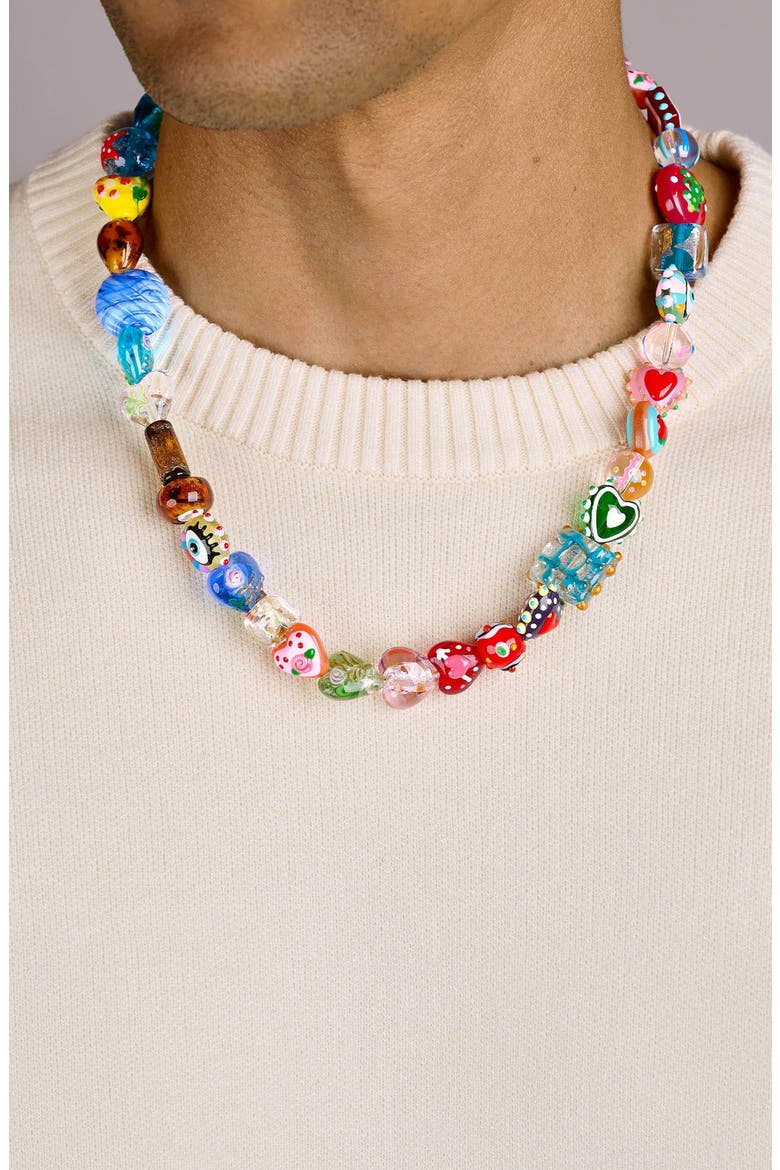 Beaded Charm Necklace, Alternate, color, Multicolor