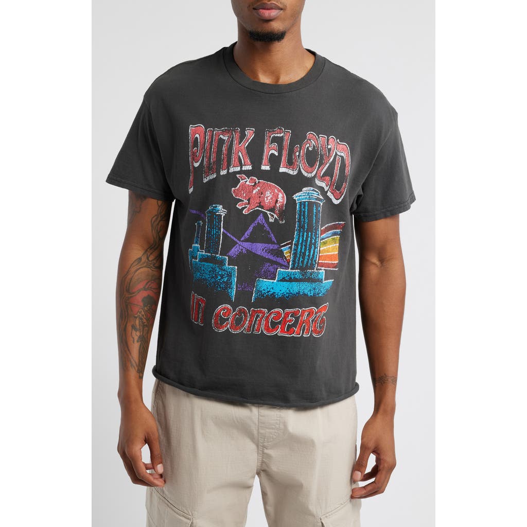 Merch Traffic Pink Floyd Animal Crop Graphic T-Shirt in Black Pigment Dye at Nordstrom, Size Medium