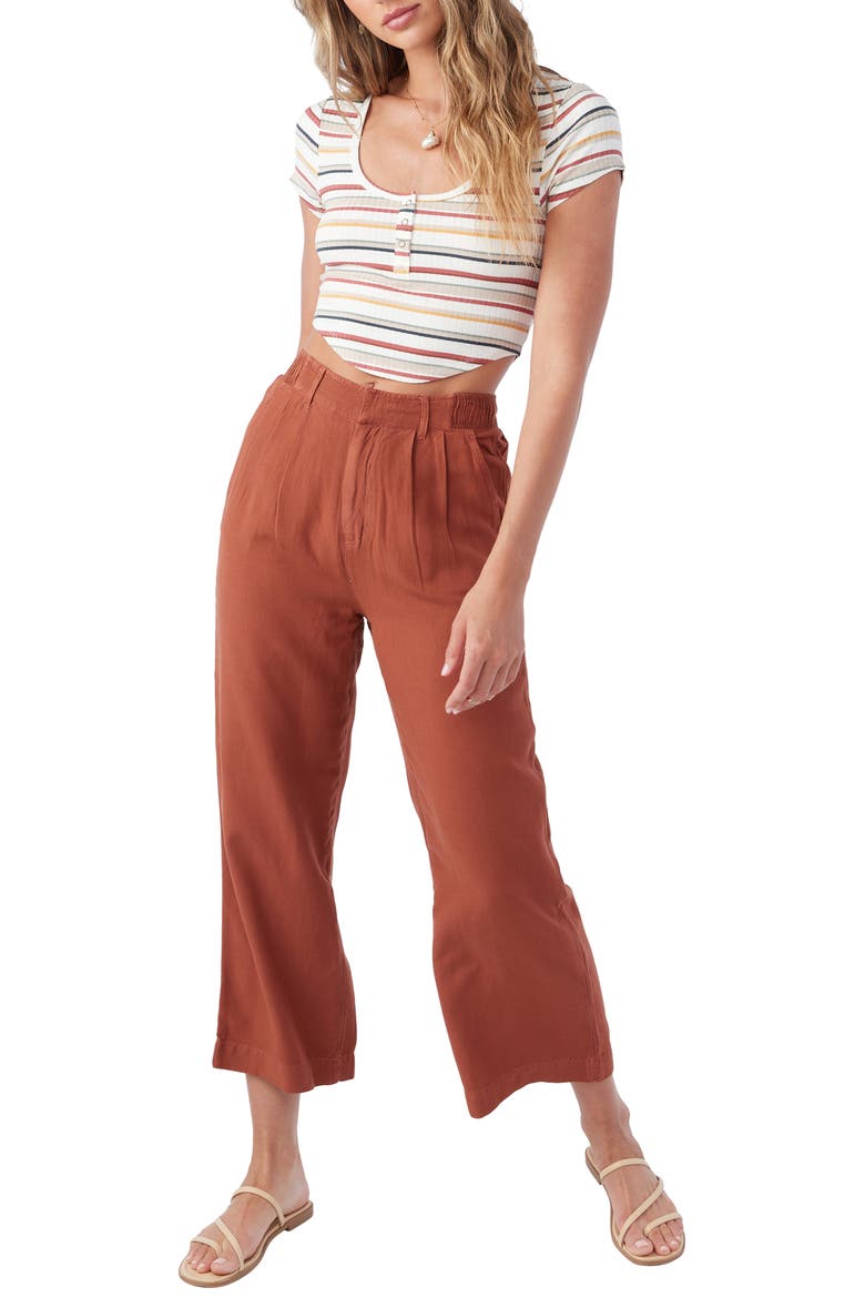 Rowan Wide Leg Crop Pants, Alternate, color, RUSTIC BROWN